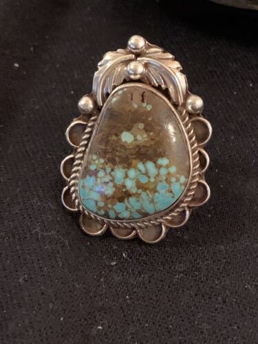 Native American Navajo Blue Turquoise #8 Ring | Sterling Silver | Sz 9.5 | 547