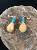 Navajo Turquoise & Jade Bead Dangle Earrings | Sterling Silver | Authentic Native American Handmade | 3817