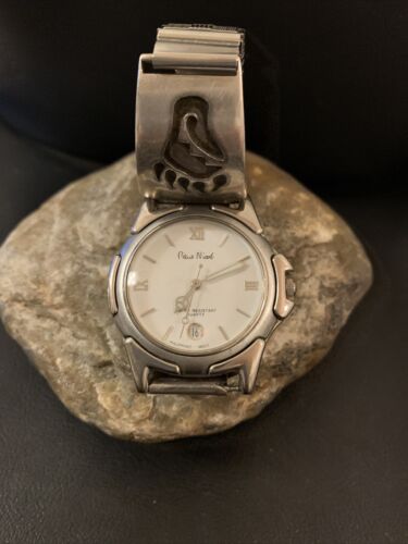 Authentic Native American Hopi Sterling Silver Watch Tips Band | Bear Paw Design | Vintage Men's Jewelry | Old Pawn | 1446