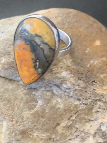Southwestern Navajo Yellow Bumble Bee Jasper Ring | Sterling Silver | Sz 7 | 11553