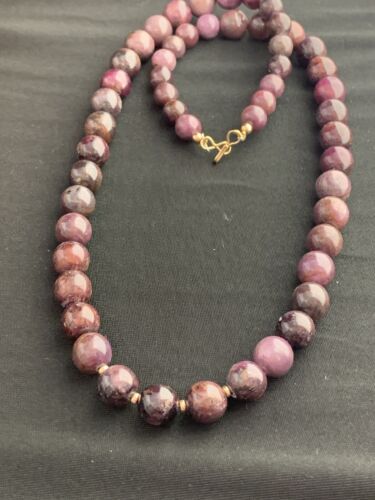 Native American Handmade Gold Filled Ruby Bead Necklace | Natural | 20" | 00186