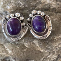 Navajo Sugilite Earrings | Sterling Silver Post Stud | Authentic Native American Handmade | 0.5" | 2069
