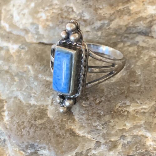 Women's Adjustable Navajo Denim Lapis Ring | Sterling Silver | Sz 5 | Authentic Native American Handmade | 12452