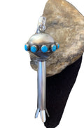 Navajo Blue Turquoise Naja Pendant | Sterling Silver | Authentic Native American Handmade | 01155