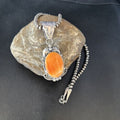 Navajo Pearls Necklace with Orange Spiny Oyster Pendant | Sterling Silver | Authentic Native American Handmade | 14723