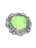 Native American Navajo Green Gaspeite Ring | Sterling Silver | Sz 7 | 1803