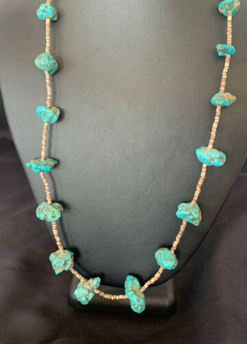 Navajo Turquoise Necklace | Sterling Silver | 24" | Authentic Native American Handmade | 10686
