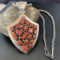 Navajo Red Spiny Oyster Pendant | Sterling Silver | Authentic Native American Handmade | 11514