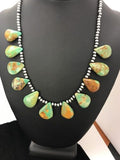 Navajo Pearls Royston Turquoise Necklace | Sterling Silver | Teardrop | Native American | S427