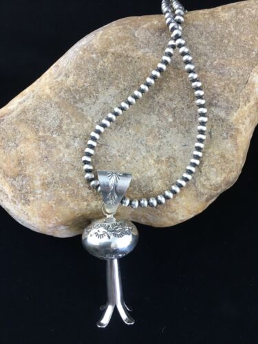 Navajo Sterling Silver Naja Necklace Pendant | 3" | Authentic Native American Handmade | 10046