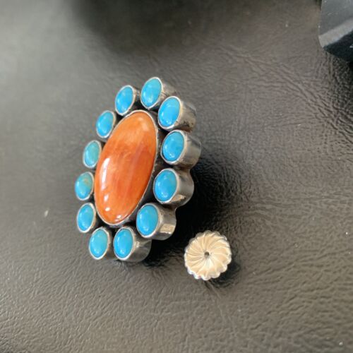 XXL Blue Kingman Turquoise Spiny Oyster Earrings | Sterling Silver | 2" | 1574