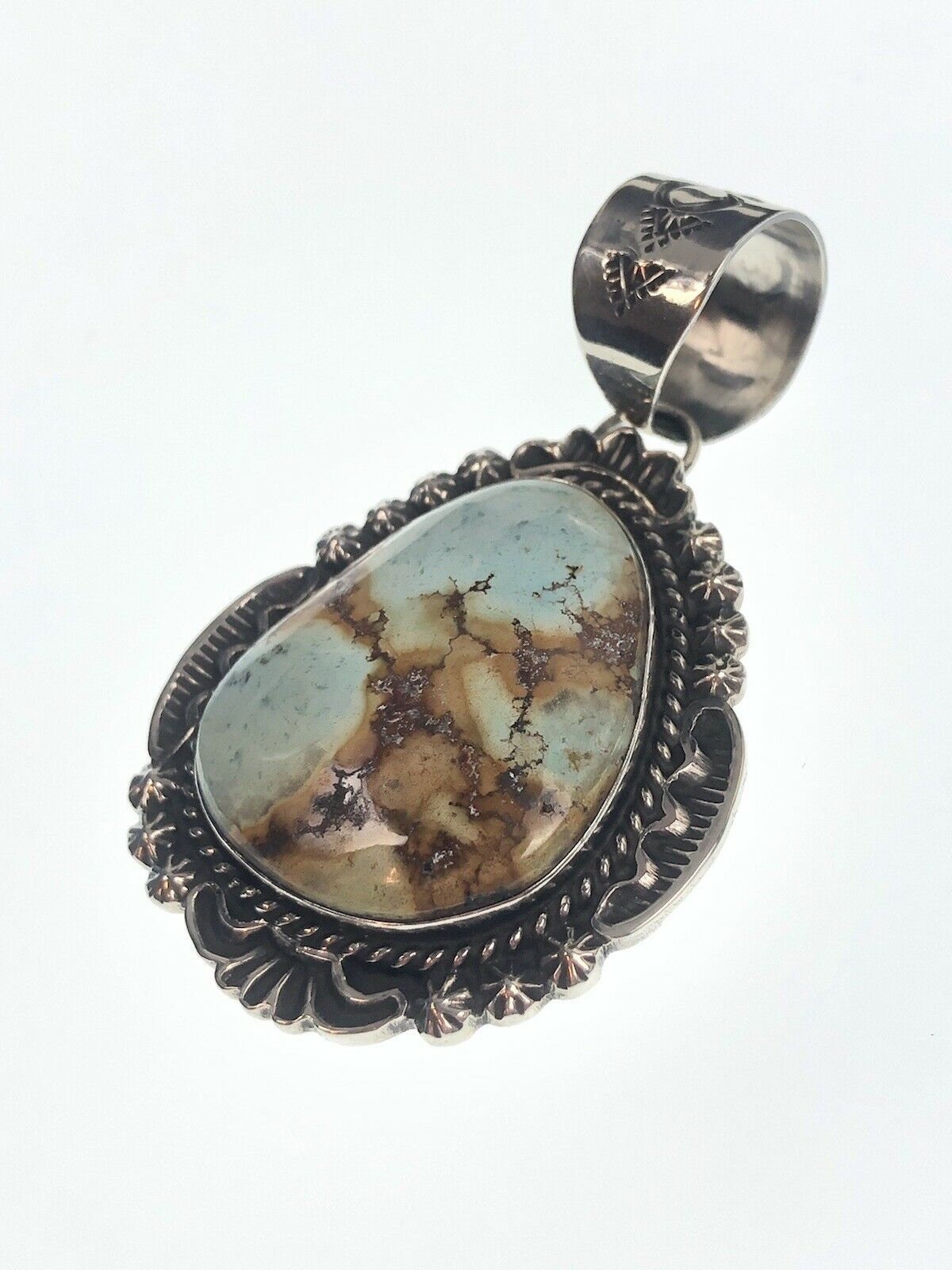 Navajo Royston Turquoise Pendant Necklace | Sterling Silver | Authentic Native American Handmade | 11295