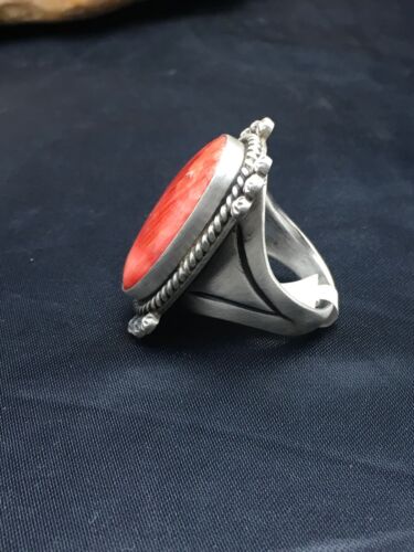 Navajo Spiny Oyster Ring | Sterling Silver | Sz 10.75 | Authentic Native American Handmade | 3050