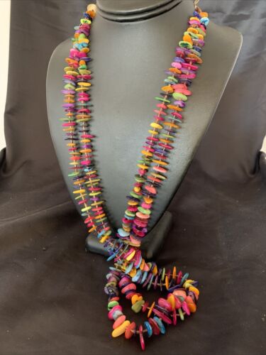 Native American Santo Domingo Mixed Color Shell Bead Necklace | 34" | 12002