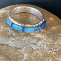 Navajo Blue Opal Inlay Ring | Sterling Silver | Sz 10.5 | Authentic Native American Handmade | Yazzie | 12963