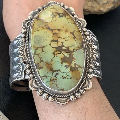 Navajo Green Turquoise Cuff Bracelet | Sterling Silver | 4" | Authentic Native American Handmade | 1630