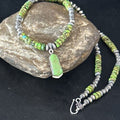 Navajo Green Turquoise Necklace Pendant | Sterling Silver | 22" | Authentic Native American Handmade | 14605