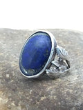 Navajo Blue Lapis Feather Ring | Sterling Silver | Sz 5 | Authentic Native American Handmade | 4168
