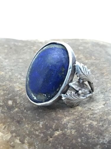 Navajo Blue Lapis Feather Ring | Sterling Silver | Sz 5 | Authentic Native American Handmade | 4168