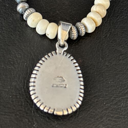 Navajo Wild Horse Turquoise Necklace Pendant | Sterling Silver | Authentic Native American Handmade | 14604