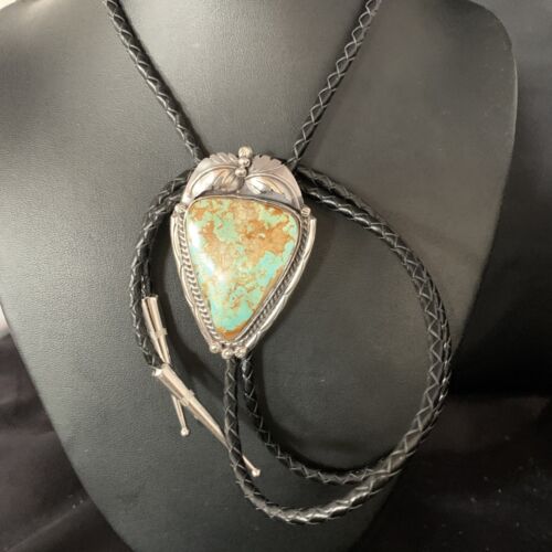 Southwestern Men's Bolo Tie | Blue #8 Turquoise | Sterling Silver | Navajo | 14112