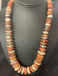 Navajo Turquoise & Red Spiny Oyster Necklace | Sterling Silver | Authentic Native American | 24" | 12734