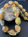 Navajo Sterling Silver Necklace | Graduated |Faceted Green Nugget Turquoise | 21" | Authentic Native American | 1492