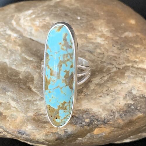 Native American Blue #8 Turquoise Navajo Ring | Sterling Silver | Sz 5.5 | 14016