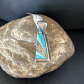 Navajo Sterling Silver Blue Opal Inlay Pendant | Authentic Native American Jewelry | 12351