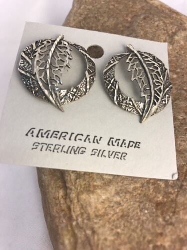 Handmade Sterling Silver Feather Earrings with Rare Diamond Cut | 1.24" | 3737
