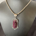 Navajo Purple Spiny Oyster Pendant Necklace | Sterling Silver | Authentic Native American Handmade | 11304