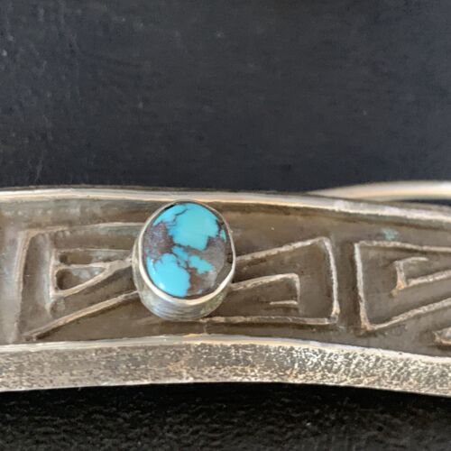 Navajo Blue Turquoise Hair Barrette | Sterling Silver | 4" | Authentic Native American Handmade | 13731 - Masha USA