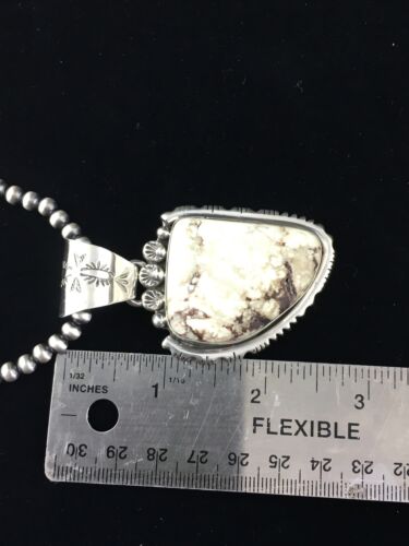 Navajo Wild Horse Turquoise Pendant Necklace | Sterling Silver | Authentic Native American Handmade | 10058