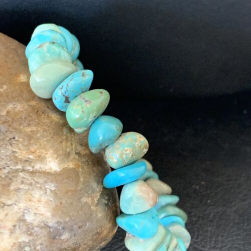 Men's Women's Stretch Bracelet | Blue Green Turquoise Stone | 7" | 11824