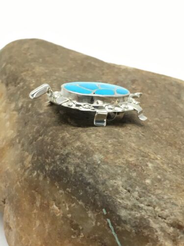Southwestern Turquoise Zuni Turtle Pin Pendant | Sterling Silver | Native American Handmade | 2806