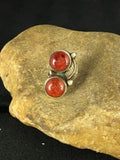 Native American Navajo Apple Coral Sponge Multi-Stone Ring | Sterling Silver | Sz 6 | 8766