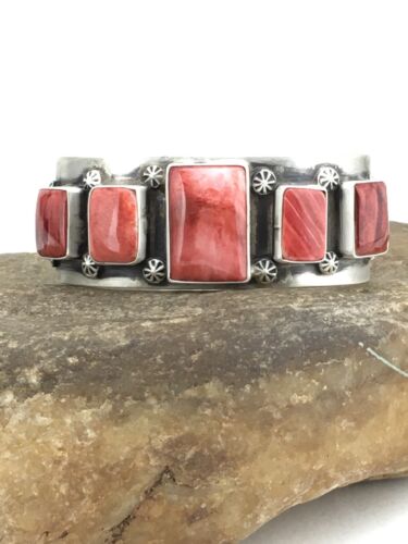 Navajo Spiny Oyster Cuff Bracelet | Sterling Silver | Authentic Native American Handmade | 1314