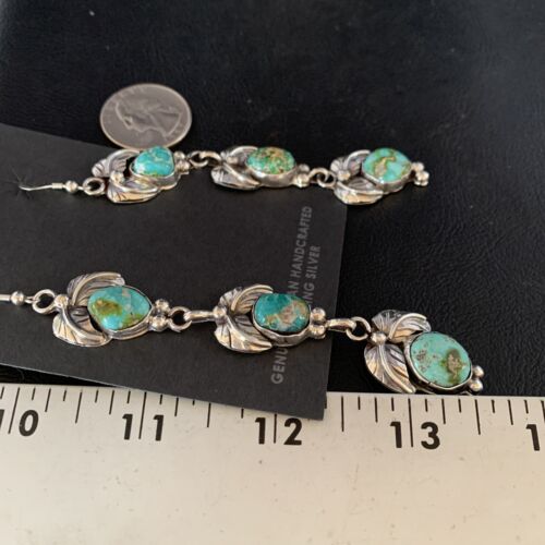 Navajo Sonoran Gold Turquoise Earrings | Sterling Silver | 3 Dangle | Authentic Native American Handmade | 13922