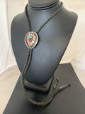Navajo Turquoise Coral Bolo Tie | Sterling Silver | Authentic Native American Handmade | 1999 Bolo