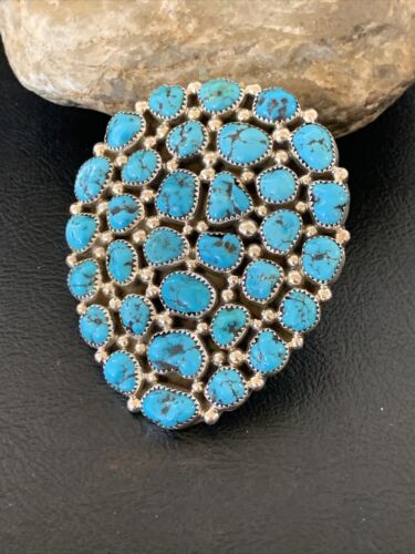 Navajo Kingman Turquoise Cluster Ring | Authentic Native American Sterling Silver | Multi-Stone | Sz 7 | 12226