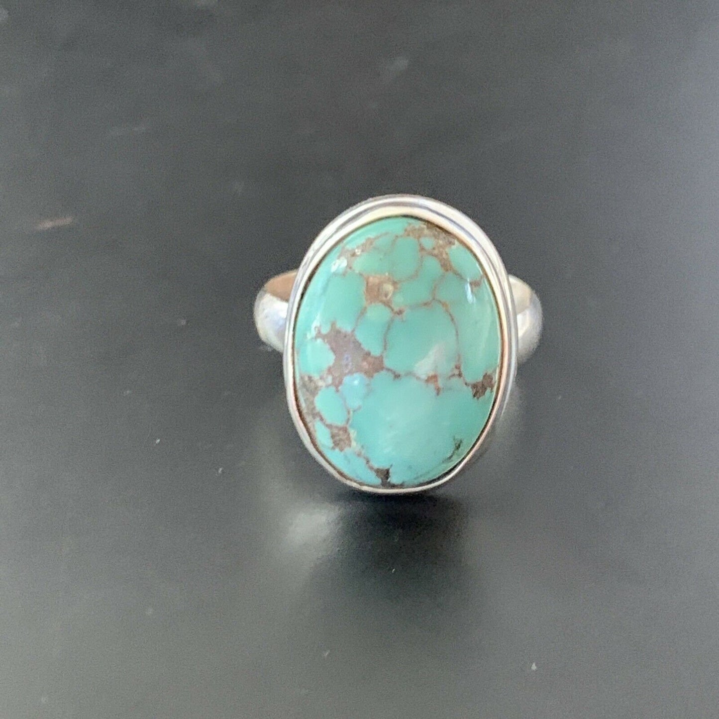 Navajo Spiderweb Blue Turquoise Ring | Sterling Silver | Sz 6 | Authentic Native American Handmade | 11426