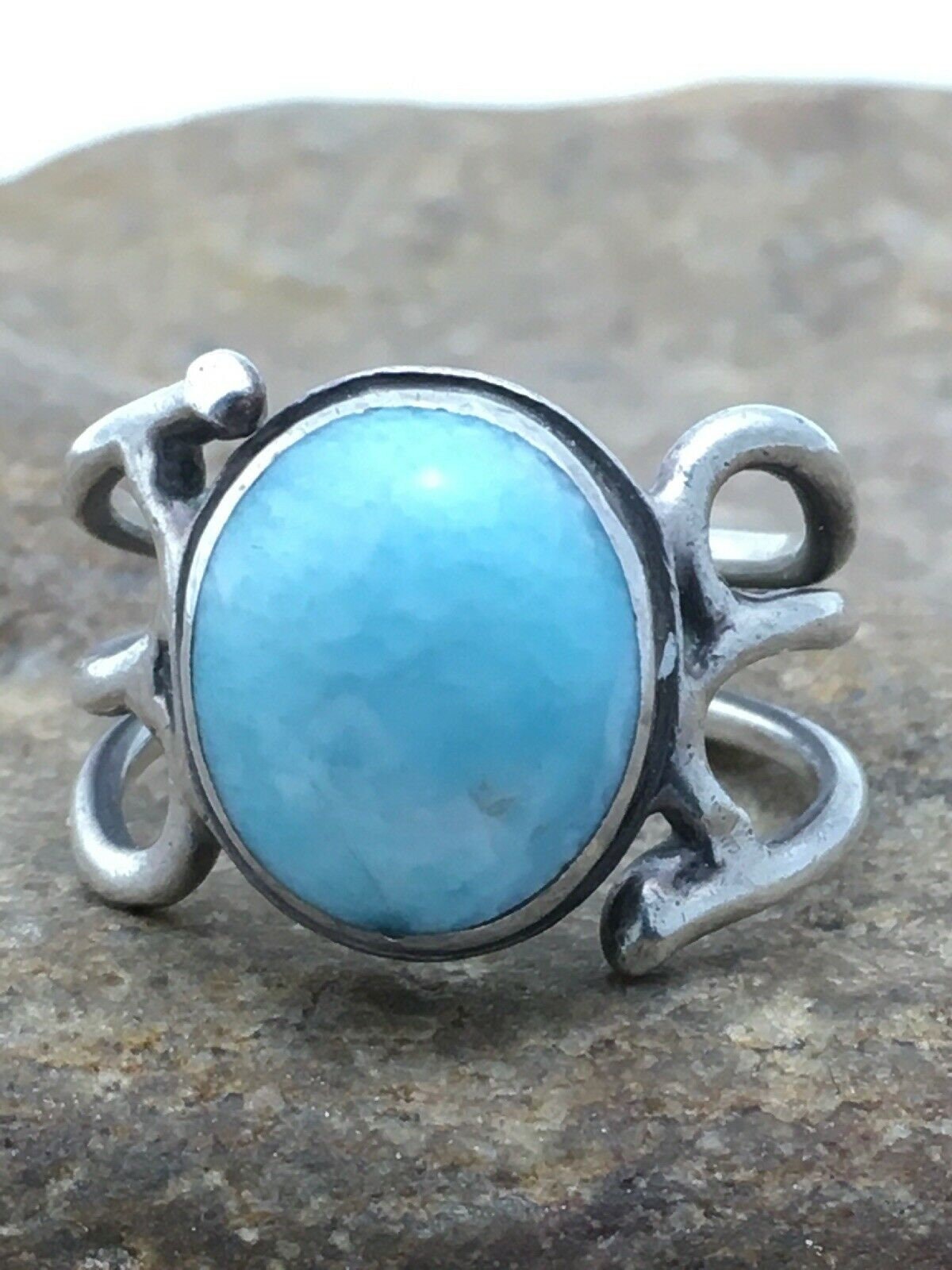 Navajo Handmade Sterling Silver Blue Turquoise Ring | Sz 6.25 | Native American | 4458