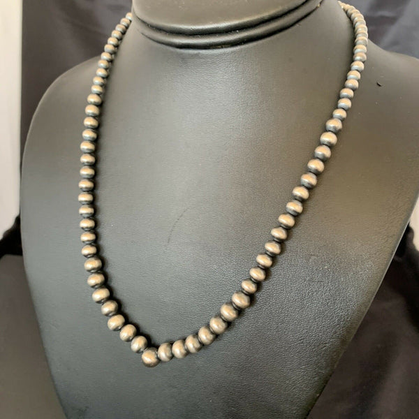 Authentic Native American Navajo Pearls Graduated Necklace | Single Strand | Sterling Silver | 18" | 10884