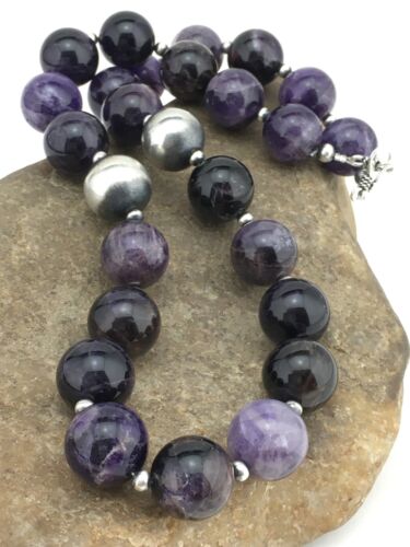 Navajo Purple Amethyst Necklace | Sterling Silver | Native American Handmade | 19" | 1281