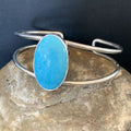 Minimalist Women's Blue Kingman Turquoise Cuff Bracelet | Sterling Silver | 12869