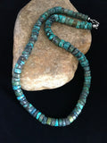 Navajo Blue Turquoise Heishi Necklace | Sterling Silver | Authentic Native American | 19" | 1754