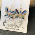 Navajo Butterfly Turquoise Spiny Opal Inlay Earrings | Sterling Silver | 0.5" | 12012