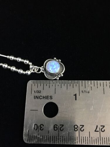 Children's Girls Heishi Beads Sterling Necklace | 15" | Opal Pendant | Navajo Jewelry | 10117