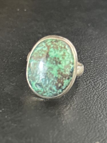 Native American Old Pawn Blue Turquoise Ring | Sterling Silver | Sz 8.5 | 14268