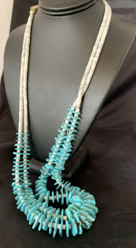 Native American Santo Domingo Howlite Chip Turquoise Necklace | 32" | 11998